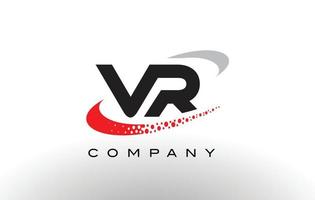 vr modern letterlogo-ontwerp met rode gestippelde swoosh vector