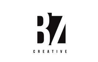 bz bz witte letter logo-ontwerp met zwart vierkant. vector