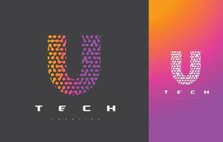 u letter logo-technologie. verbonden stippen brief ontwerp vector. vector