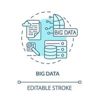 big data blauw concept icoon. zakelijke en industriële dienstverlening. verzamelen en analyseren van informatie abstracte idee dunne lijn illustratie. vector geïsoleerde omtrek kleur tekening. bewerkbare streek