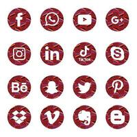 sociale media plat pictogrammen set gelinkt in, pinterest, groep, drop box, olifant, veemo bechance. delen, zoals, vectorillustratie twitter, youtube, whatsapp, snapchat, facebook, instagram, tiktok, tok vector