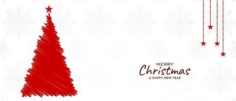 vrolijk kerstfeest stijlvolle decoratieve rode kleur boombanner vector