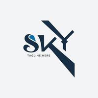 eerste brief sky logo vector teken, vector logo ontwerpsjabloon.