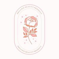 magisch roze bloemenlogo-element met sterren en frame vector