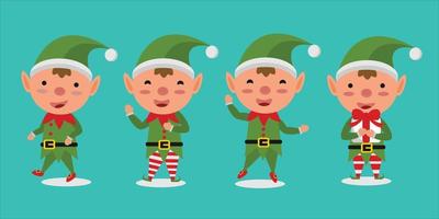 schattig kerst elf pictogram instellen vector