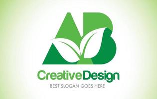 ab groen blad brief ontwerp logo. eco bio blad letter pictogram illustratie logo. vector