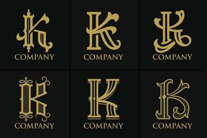 vintage k brief logo monogram sjabloon collectie vector