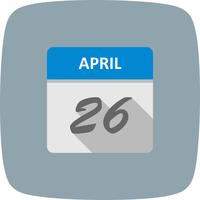 26 april Datum op een eendaagse kalender vector