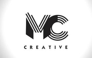 mc-logobrief met ontwerp met zwarte lijnen. lijn brief vectorillustratie vector