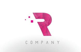 r brief logo-ontwerp met patroon van paarse stippen. vector