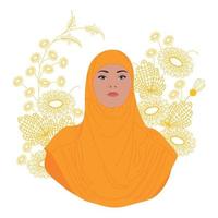 portret van jonge vrouw in hijab vector