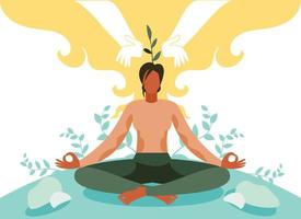 geestelijke gezondheid illustratie concept, zelf meditatie, mentale groei yoga, mindfulness vector. vector