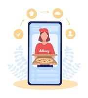 pizzabezorger app platte concept vectorillustratie vector