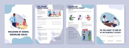 schooldiscipline regels overtreding platte vector brochure sjabloon