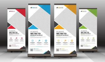 abstracte zakelijke roll-up banner bewegwijzering staande sjabloon schoon uniek ontwerp voor kantoor, bedrijf en multifunctioneel gebruik met creatief concept en vormen vector