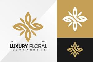 luxe bloemen lijn logo ontwerp vector illustratie sjabloon