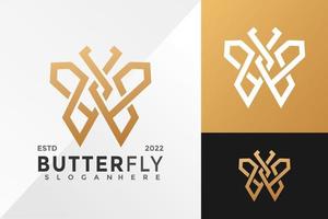 gouden vlinder lijn bedrijf logo ontwerp vector illustratie sjabloon
