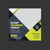 sportschool en fitness sociale media plaatsen webbanner vierkante flyer sjabloonontwerp vector