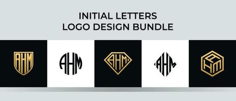 beginletters ahm logo ontwerpen bundel vector