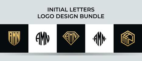 beginletters amn logo ontwerpen bundel vector