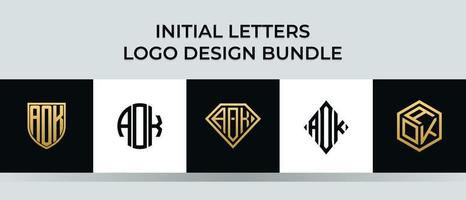 beginletters aok logo-ontwerpen bundel vector