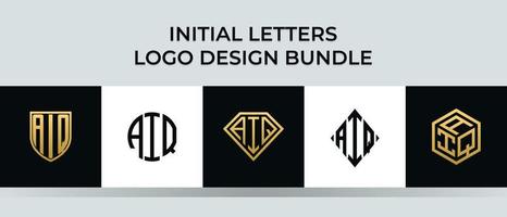 beginletters aiq logo ontwerpen bundel vector