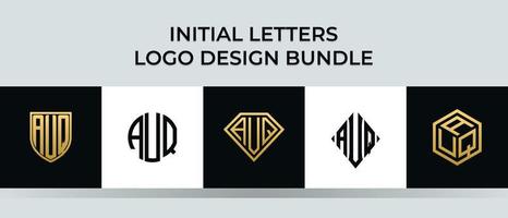 beginletters auq logo ontwerpen bundel vector