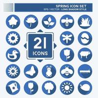 lente icon set icoon in trendy lange schaduw stijl geïsoleerd op zachte blauwe achtergrond vector