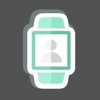 gebruiker op horloge sticker in trendy geïsoleerd op zwarte achtergrond vector