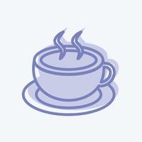 hete koffie pictogram in trendy tweekleurige stijl geïsoleerd op zachte blauwe achtergrond vector