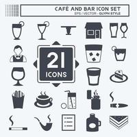 café en bar icon set icoon in trendy glyph-stijl geïsoleerd op zachte blauwe achtergrond vector