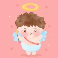 aquarel cupid Valentijnsdag schattig kawaii stripfiguur vector