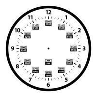 12 tot 24 uur militaire tijd klok conversie sjabloon geïsoleerde vectorillustratie vector