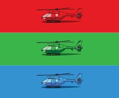 drie kleuren helikopters in vlakke stijl vector