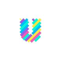 kleurrijke moderne pixel u brief logo ontwerpsjabloon. creatieve technologie pictogram symbool element vectorillustratie perfect voor uw visuele identiteit. vector