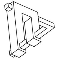 onwerkelijke geometrische figuren. onmogelijke vorm. webdesign-element. optische illusie-object. lijn ontwerp. vector