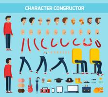 Mannelijke karakterconstructeur platte compositie vector