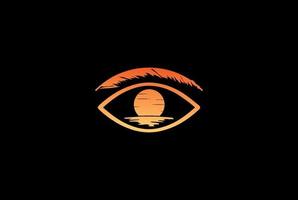 zonsopgang zonsondergang maan oog lens strand logo ontwerp vector