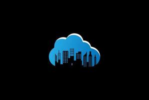 moderne stad stad cloud tech technologie logo ontwerp vector