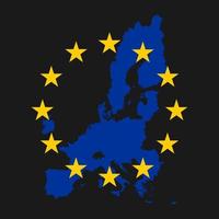 hoge kwaliteit kaart van europa met vlag op zwarte achtergrond vector