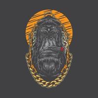 hipster gorilla rokende sigaar vector