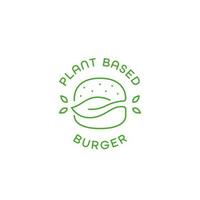 burger vegan logo, plantaardig burger logo met overzichtslijn stijlicoon symbool vector