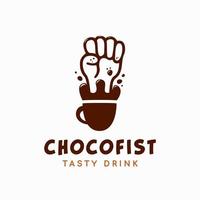 chocolademelk drinken choco vuist logo met vuist pop-up afkomstig uit mok glas beker drinken pictogram illustratie vector