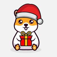 schattige hamster in kerstkostuum mascotte ontwerp illustratie vector