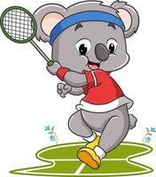 de koala speelt badminton vector