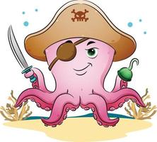 het gevaar piraten octopus houdt het zwaard vast vector