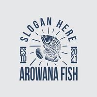 blauw vintage arowana-logo op grijze achtergrond vector