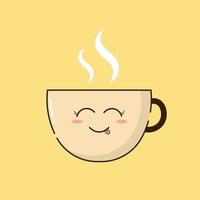 schattig gelukkig koffie kopje vector pictogram illustratie.
