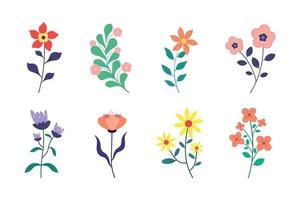 collectie van lentebloemen vectorillustratie. vector