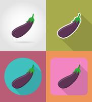 aubergine plantaardige plat pictogrammen met de schaduw vectorillustratie vector